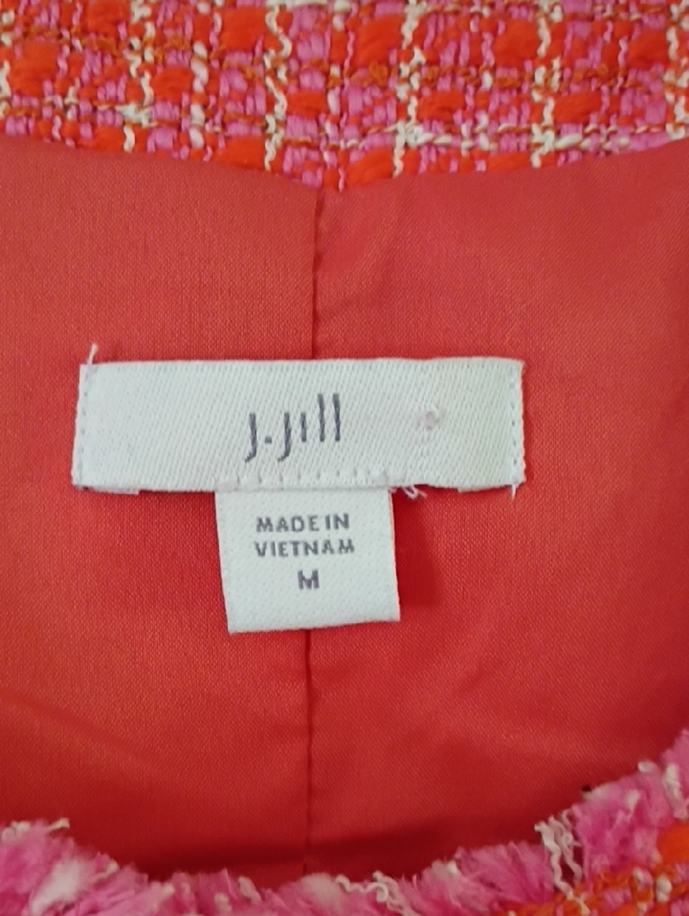 New no Tag J. Jill Coral Pink Tweed Collarless Blazer - Picture 4 of 6